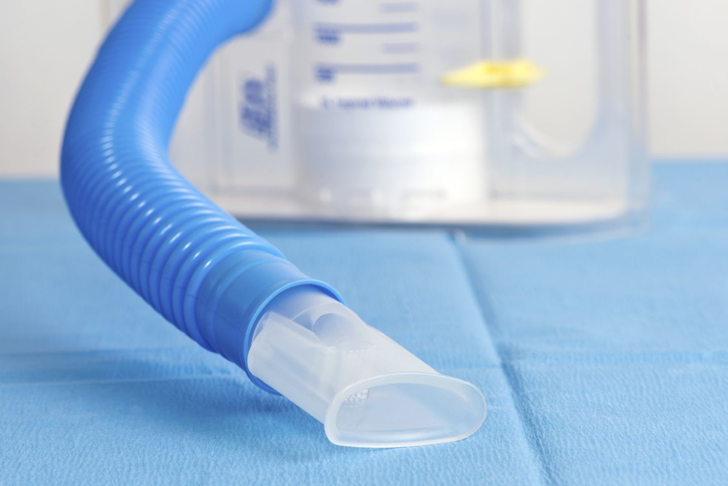 Blue hose of a breathing device